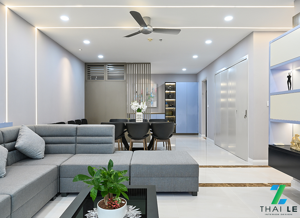 Thi công nội thất phòng khách căn hộ Hà Đô Centrosa - Block O1
